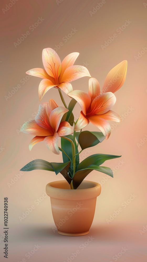 Orange Lilies in a Pot