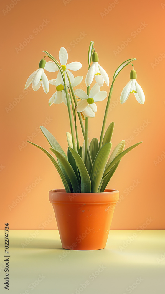 Snowdrop Flowers in a Pot