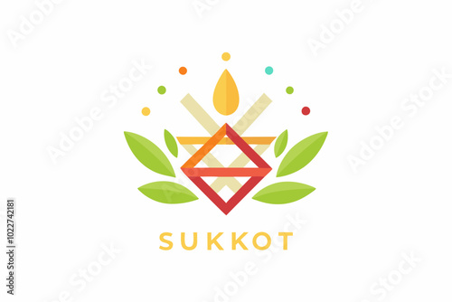 Minimalist happy sukkot concept with abstract icons for holiday celebration design