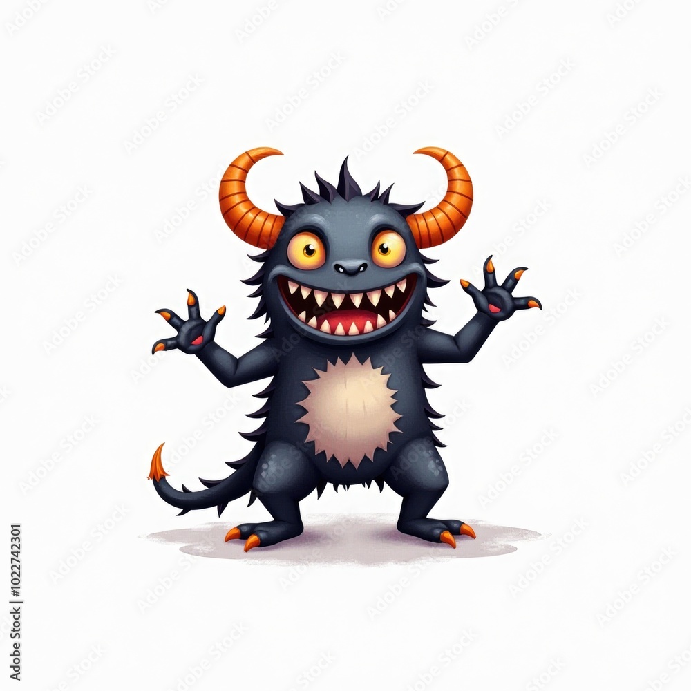 Naklejka premium monster isolated halloween illustration in watercolor style. cute character