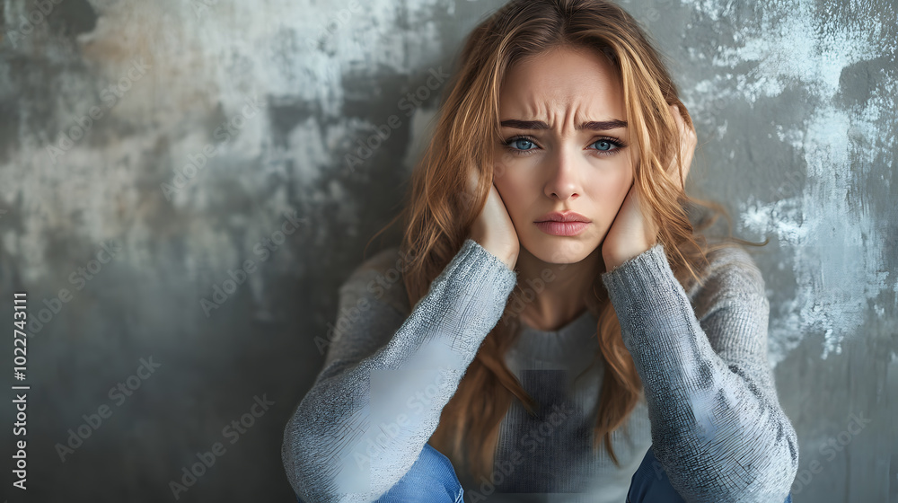 Young Woman sitting on floor in depression. Emotional and Psychological Pain Young Woman sitting on floor in depression. Emotional and Psychological Pain