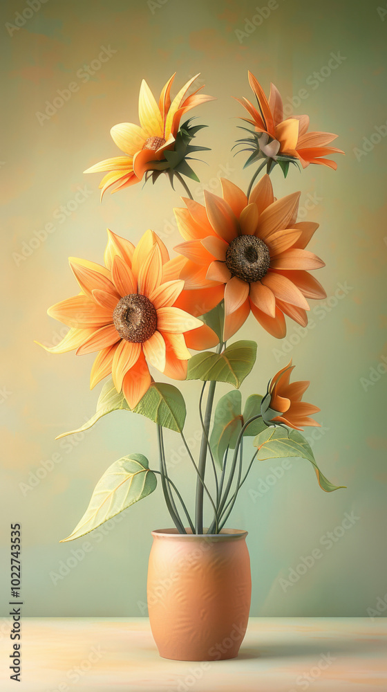 Fototapeta premium Sunflowers in a Pot