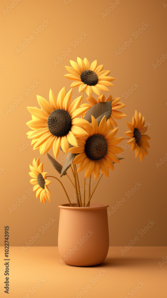 Obraz premium Sunflowers in a terracotta pot