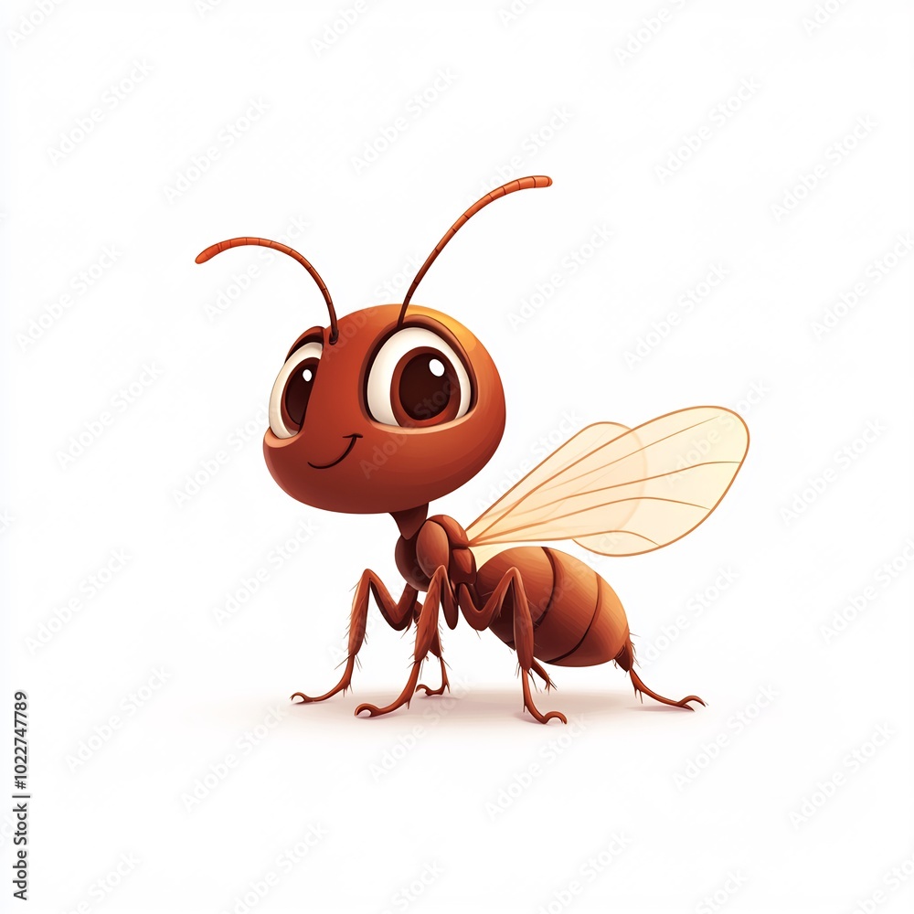 Fototapeta premium Cartoon Ant on a White Background