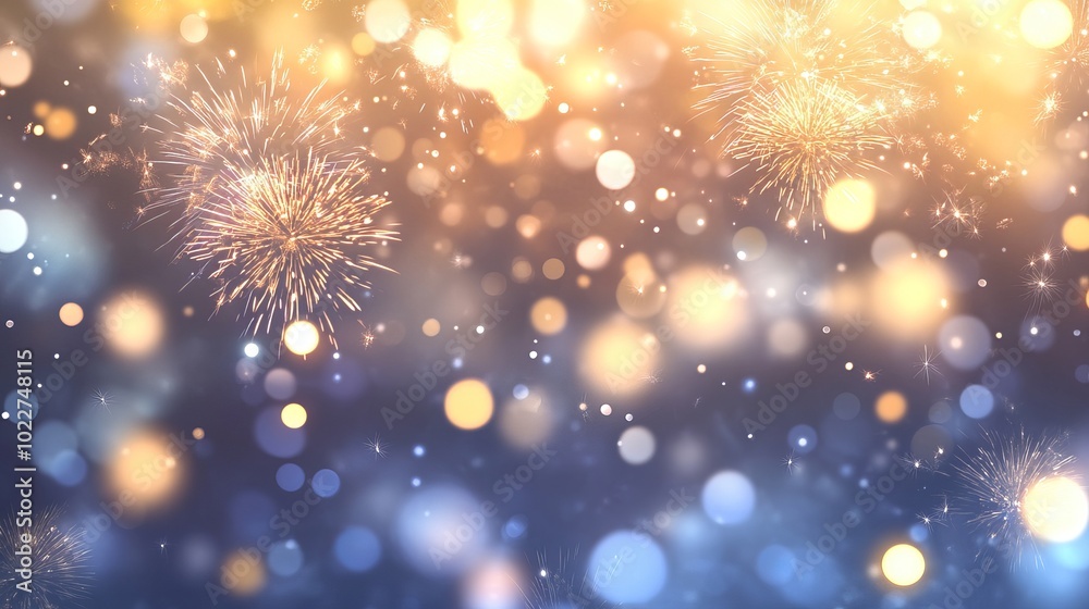 Festive New Year Celebration Background with Vibrant Fireworks and Soft Bokeh Lights Festive New Year Celebration Background with Vibrant Fireworks and Soft Bokeh Lights