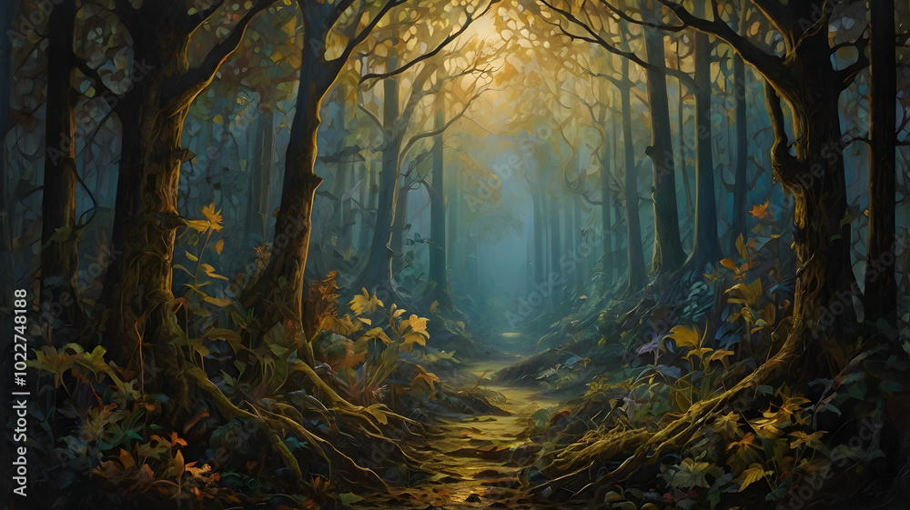 Fototapeta premium sunset in the woods