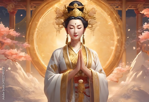 Painting of Guan Yin respected person and very sacred that has longevity regarding blessings