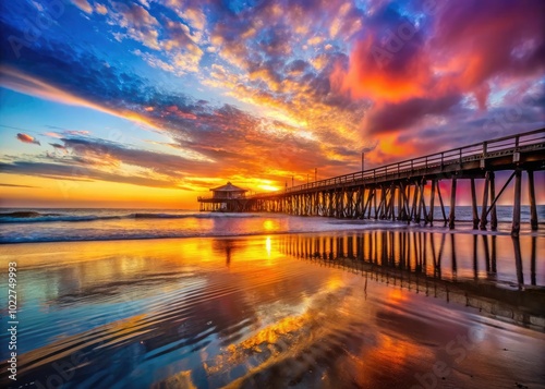 Wallpaper Mural Serene Newport Pier at Sunset with Vibrant Sky and Calm Waters, Perfect for Coastal Imagery Torontodigital.ca