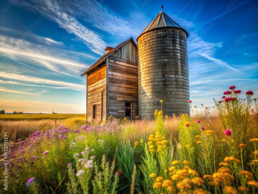 Old Grain Silo on a Hidden Homestead - Rustic Charm in Nature's Embrace Old Grain Silo on a Hidden Homestead - Rustic Charm in Nature's Embrace