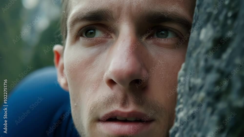 Close up portrait of a young athlete with green eyes resting after training, his face expressing fatigue and determination Close up portrait of a young athlete with green eyes resting after training, his face expressing fatigue and determination