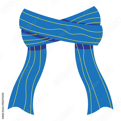 blue scarf with yellow line pattern for winter season