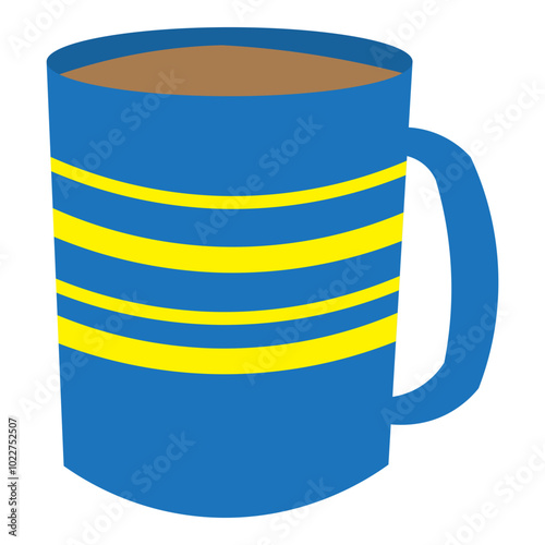 a mug of coffee on blue color