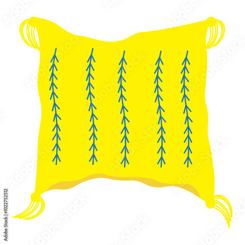 yellow knitted with blue arrow pattern