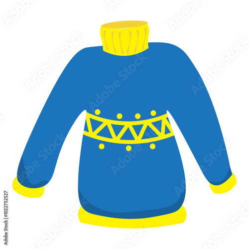 blue yellow fur sweater winter wear
