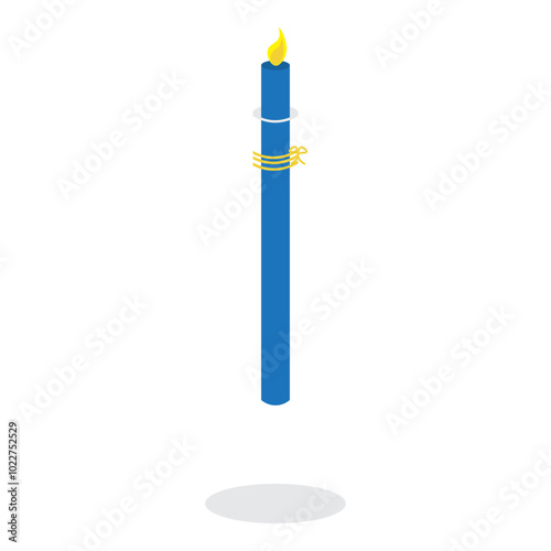 blue candlestick with fire