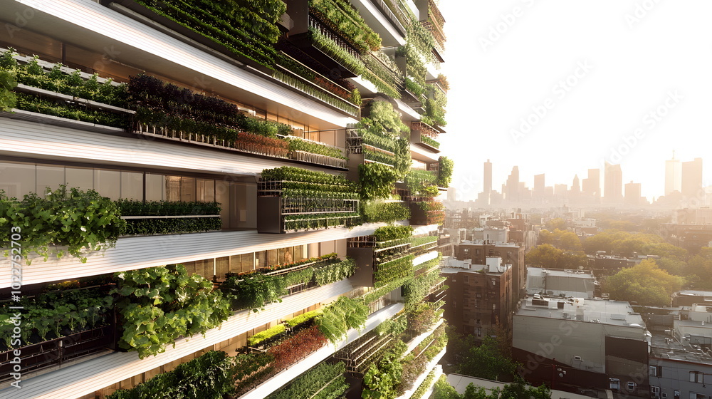 Obraz premium Urban Farm Harvesting Eco-Friendly Produce