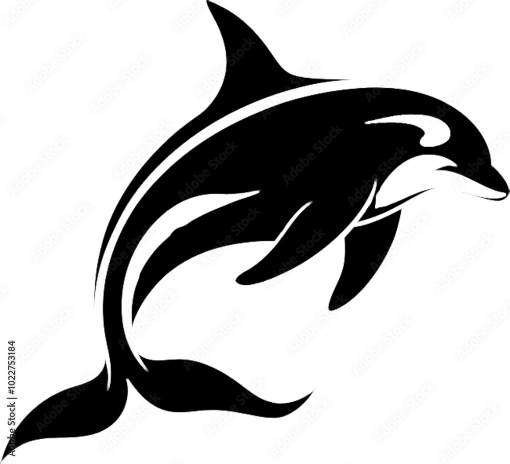 Fototapeta premium Beautiful Orca Silhouette for Nautical Wall Art Prints.