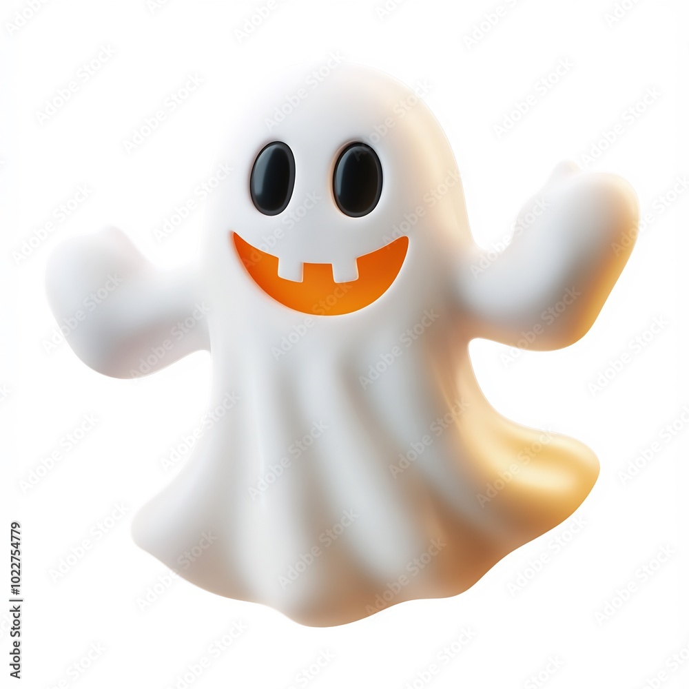 Cartoon Halloween Ghost on a White Background Cartoon Halloween Ghost on a White Background
