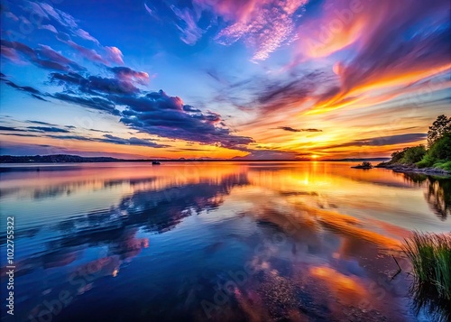 Serene Twilight Over Calm Waters with Reflective Skies and Gentle Ripples Creating a Dreamy Scene