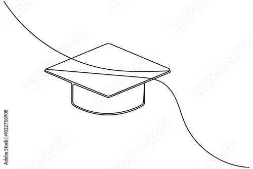 Graduation cap continuous one line drawing of outline education vector icon 