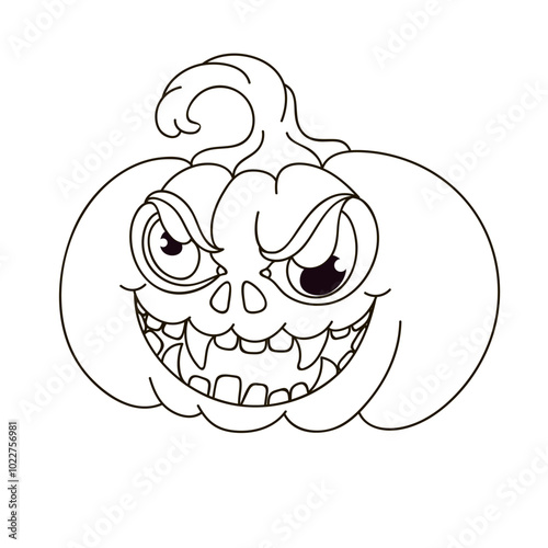 Hand drawn scary pumpkin for Halloween
