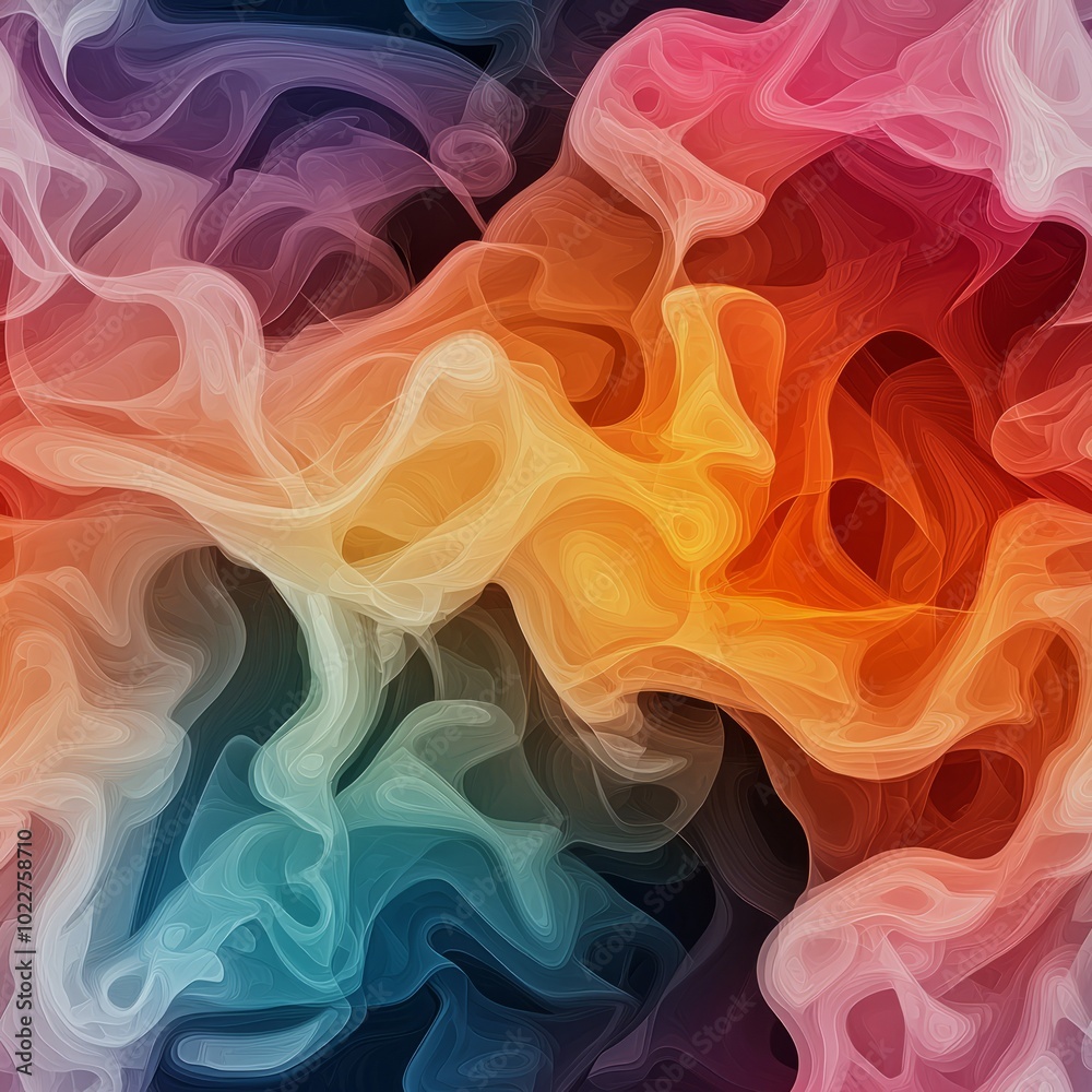 Obraz premium seamless pattern of swirling fractal smoke in ethereal colors