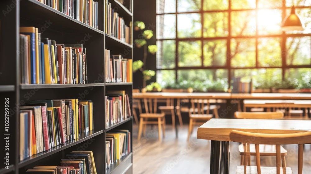 A modern university library with rows of sleek bookshelves, study desks, and a quiet reading atmosphere. A modern university library with rows of sleek bookshelves, study desks, and a quiet reading atmosphere.