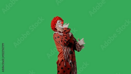 Canvastavla Funny clown on green screen chroma key.