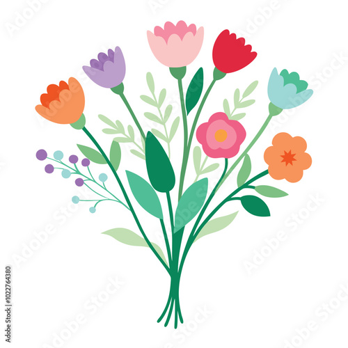 Watercolor bouquet with wildflowers vector illustration