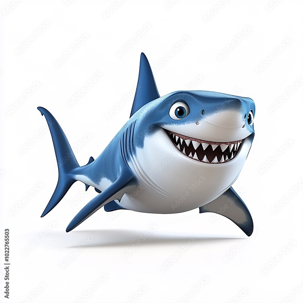 Cartoon Shark on a White Background Cartoon Shark on a White Background