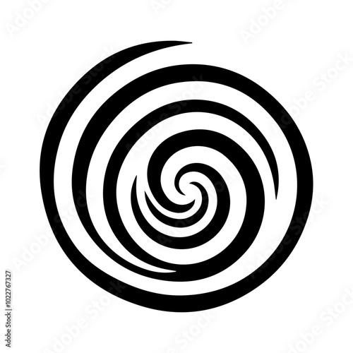 Black abstract swirl or spiral element icon 