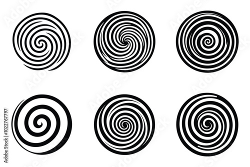 Black abstract swirl or spiral element icon 