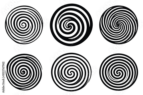 Black abstract swirl or spiral element icon 