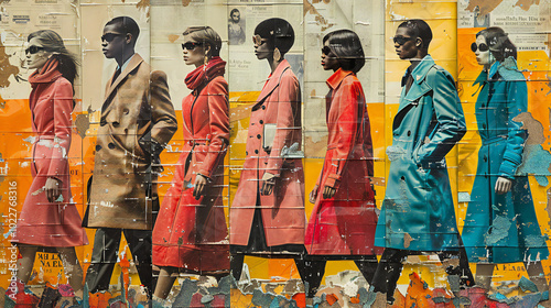 Wallpaper Mural Vintage Fashion Collage from Newspaper Ads Torontodigital.ca