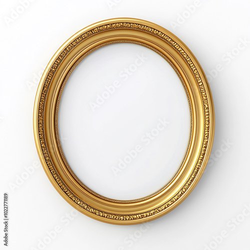 Wallpaper Mural Oval Round Golden Photo Frame on Solid White Background Torontodigital.ca