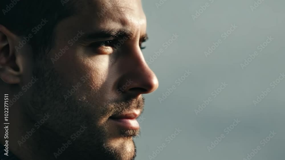 Contemplative profile of a man in thoughtful moments Contemplative profile of a man in thoughtful moments