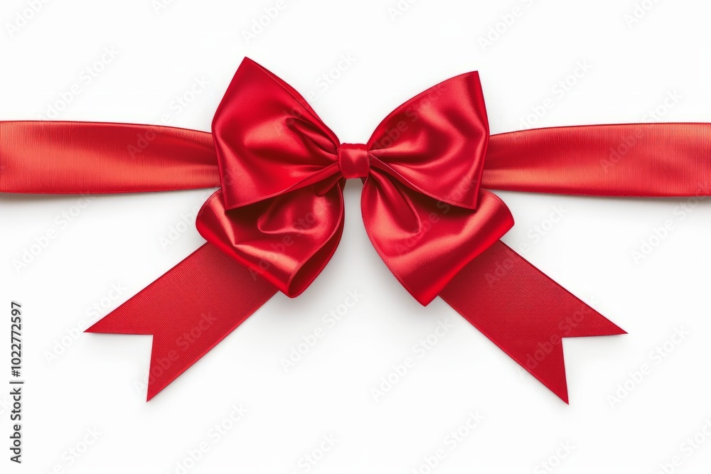 Red Ribbon Elegance: A Striking White Background Highlight, generative ai Red Ribbon Elegance: A Striking White Background Highlight, generative ai