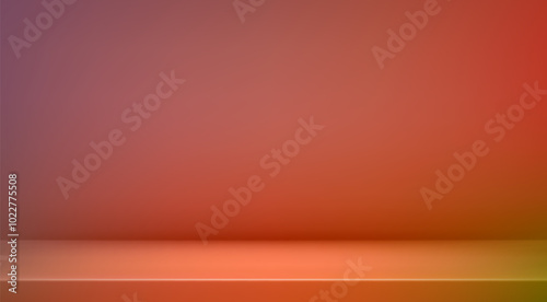 3d abstract autumn studio room background. Orange, brown dark gradient empty wall backdrop. Back ground horizontal mockup product season presentation. Empty scene platform. Promotion vector display