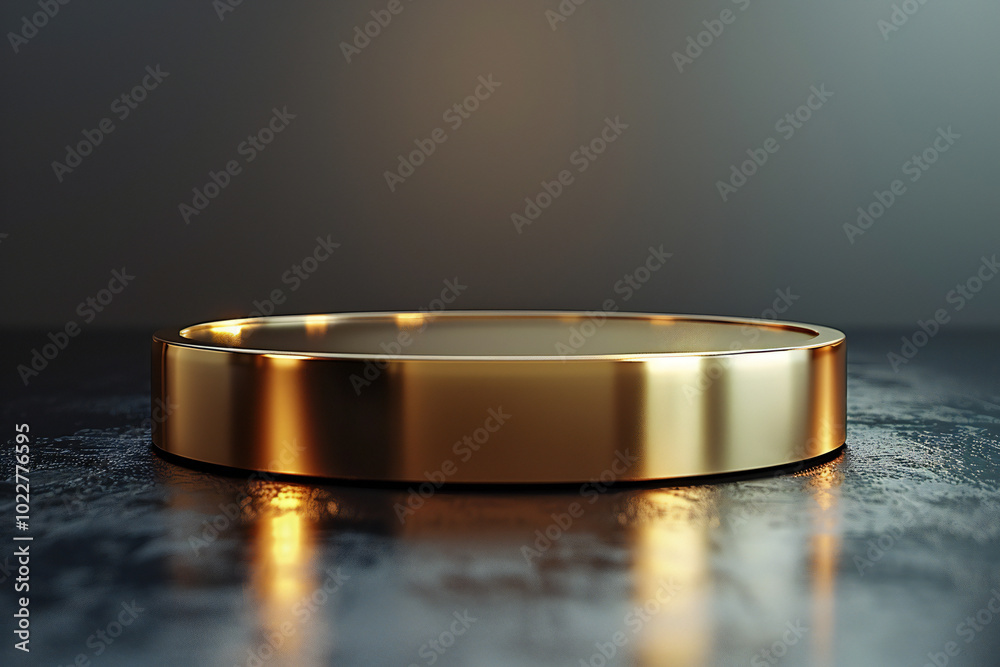 Gold Product Display on Advertising Background Gold Product Display on Advertising Background
