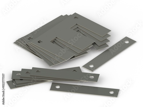 Sheet metal for transformer core presentation isolated on white background