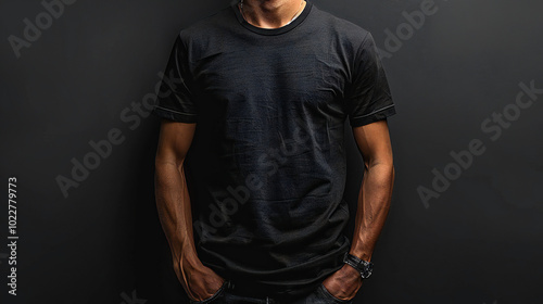 Grey T-Shirt Mockup on Dark Background