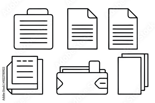 Set of document line art illustration