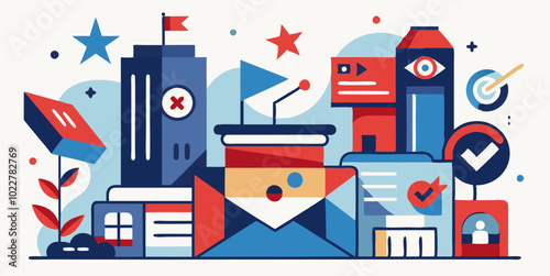 Abstract minimalist design celebrating election day themes and democracy concepts