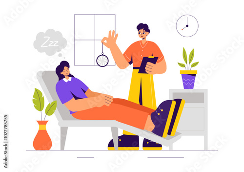 Hypnosis Vector Illustration featuring Black and White Spiral Patterns to Induce an Altered State of Mind for Treatment Services in a Flat Background