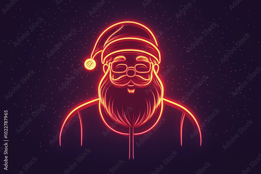 Neon lamp of santa claus cartoon. Neon lamp of santa claus cartoon.