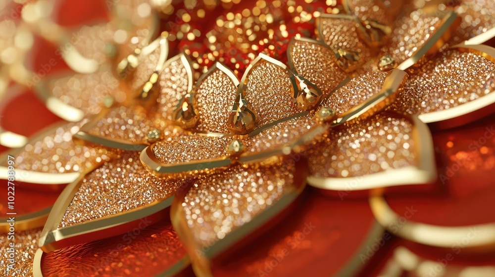 Intricate golden flower design with shimmering details, perfect for decorative or artistic projects. Intricate golden flower design with shimmering details, perfect for decorative or artistic projects.