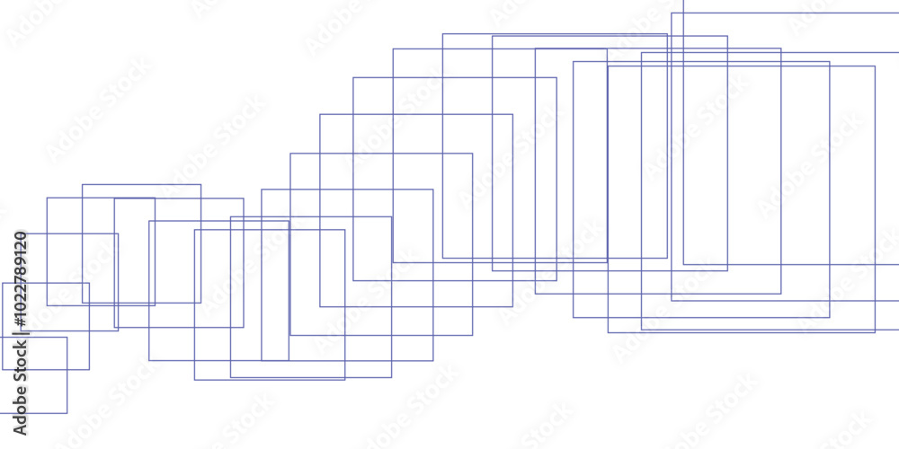 Obraz premium Abstract blue square line on white background design. Vector illustration