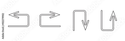 go straight this way one way only u turn left and right black arrow sign vector illustration.