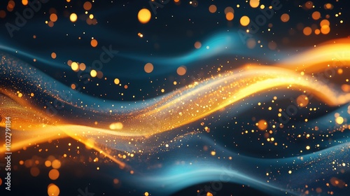 Abstract background with flowing light effects featuring golden blurred waves Glowing neon design for creative projects