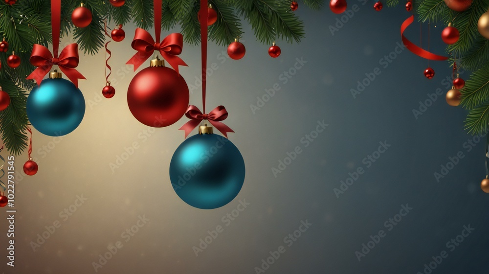 christmas background with balls and ribbon christmas background with balls and ribbon